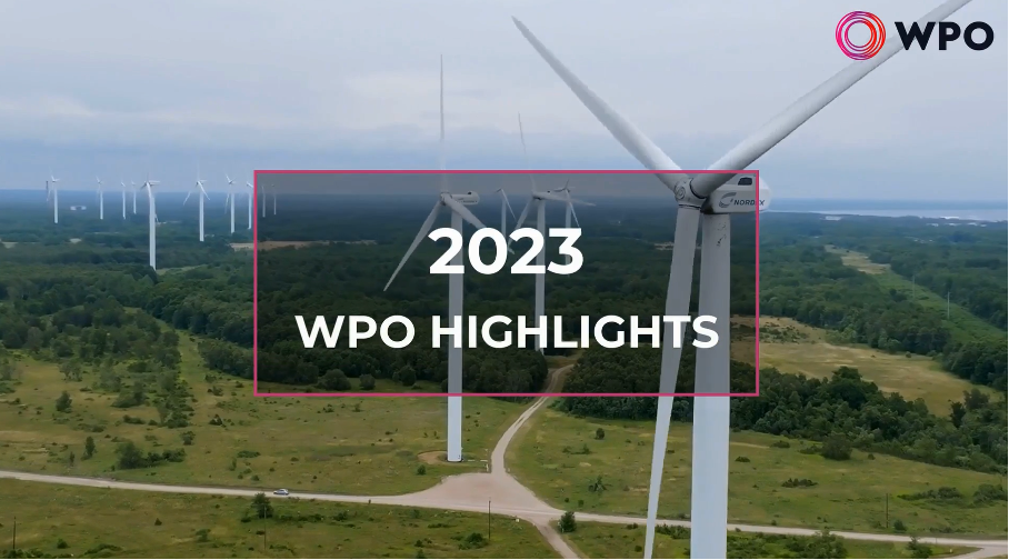 Wind turbin titled WPO highlights